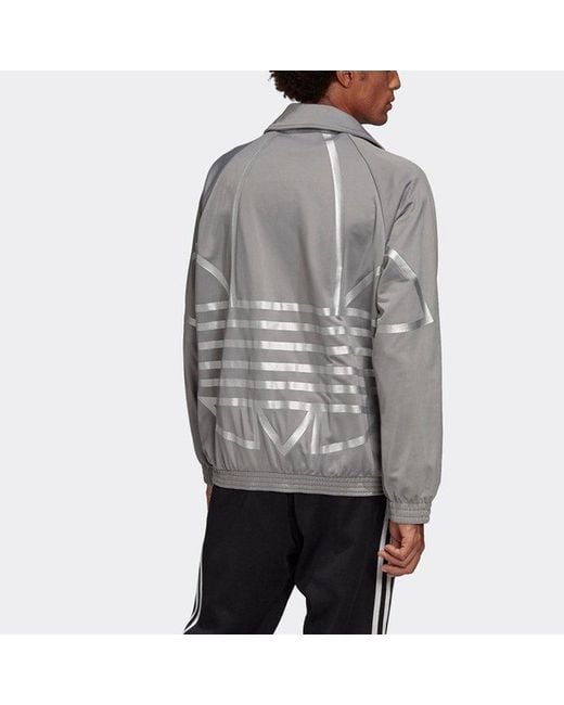 Adidas Gray Originals Logo Metallic Sports Jacket for men