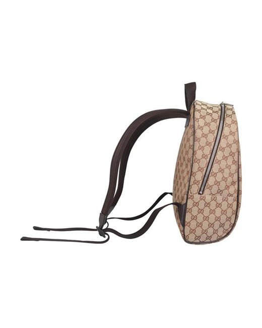 Gucci Brown Logo Leather Logo Canvas Schoolbag Backpack Classic