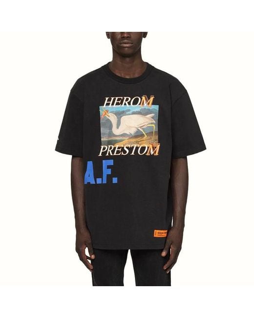 Heron Preston Black Logo Print Af Oversized T-Shirt for men