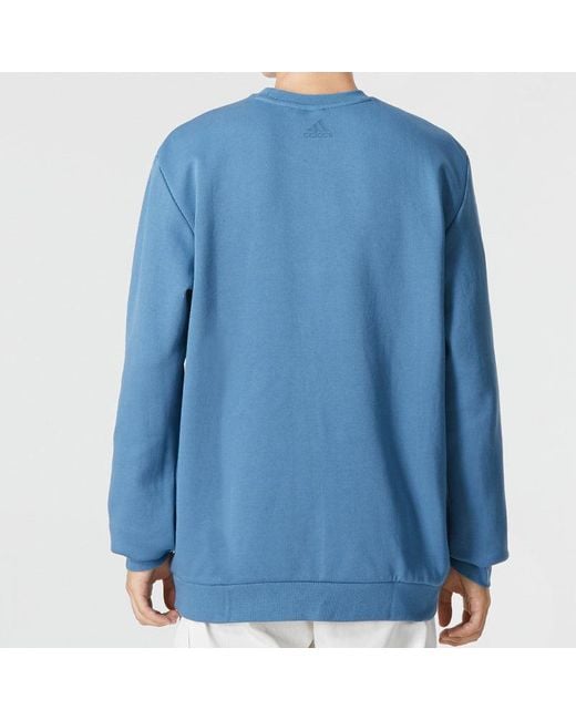 Adidas Blue Mh Crew Swt Athleisure Casual Sports Logo Round Neck Autumn Sky for men