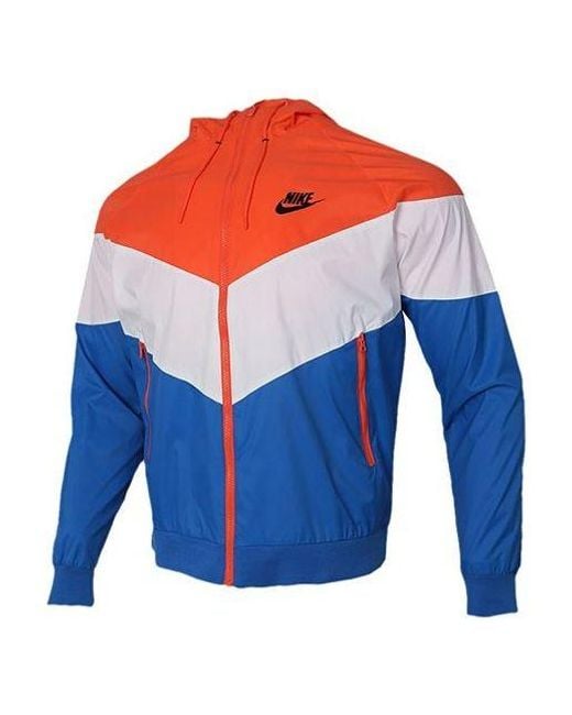 Nike Blue Woven Windproof Athleisure Casual Sports Hooded Jacket for men