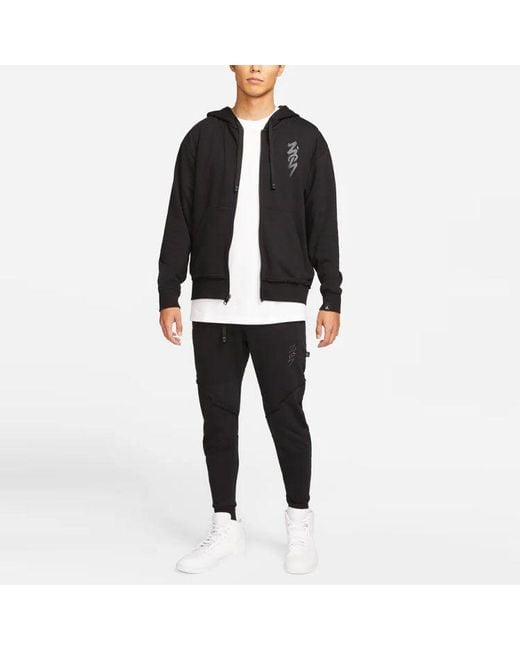 Nike Black Zion Performance Alphabet Embroidered Solid Color Bundle Feet Sports Pants for men