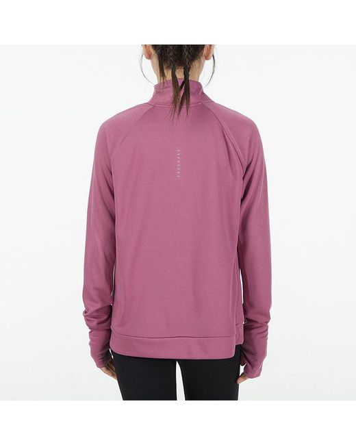 Nike Purple (Wmns) Dri-Fit Half Zipper Quick Dry Reflective Sports Long Sleeves Deep T-Shirt