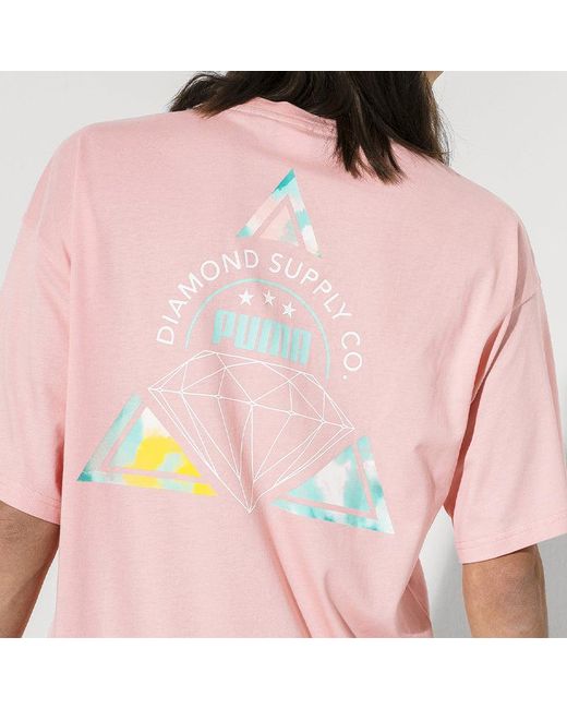PUMA Pink Alphabet Printing Short Sleeve for men