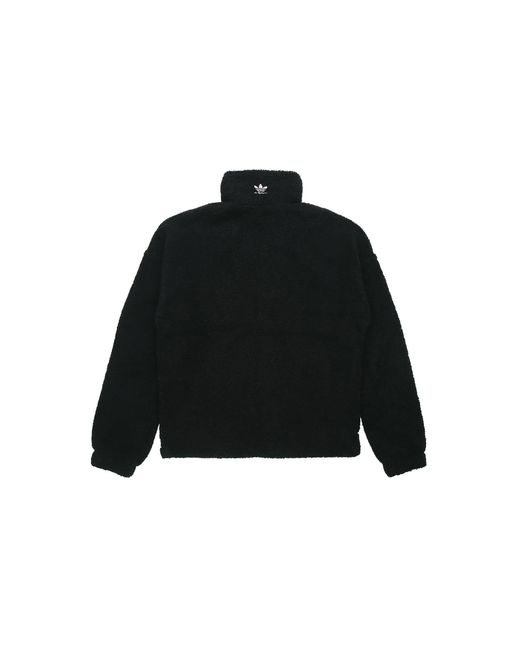 Adidas Black Originals Contrasting Colors Large Logo Pattern Lamb's Wool Jacket for men