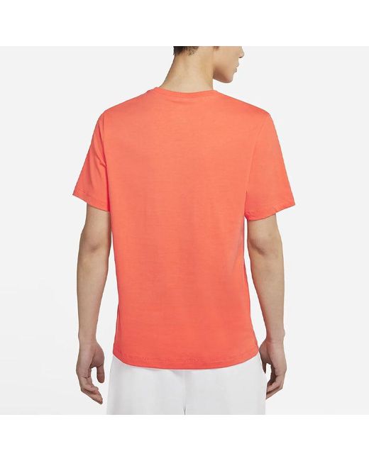 Nike Orange Sportswear Splash Ink Alphabet Printing Sports Short Sleeve for men