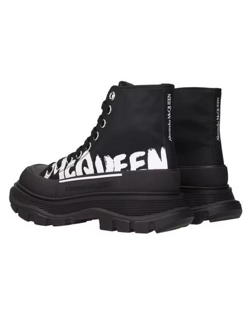 McQueen Black (Wmns) Tread Slick Graffiti Logo Boots