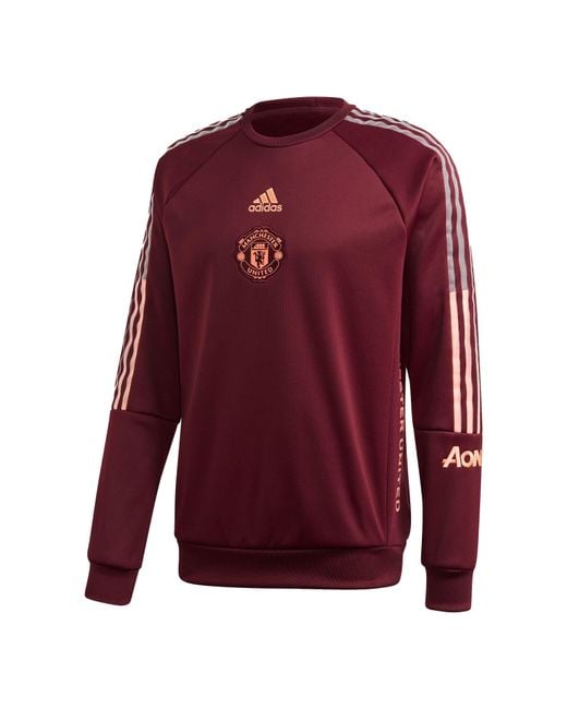 Adidas Red Mufc Travel Swt Manchester United Soccer/Football Sports Pullover for men