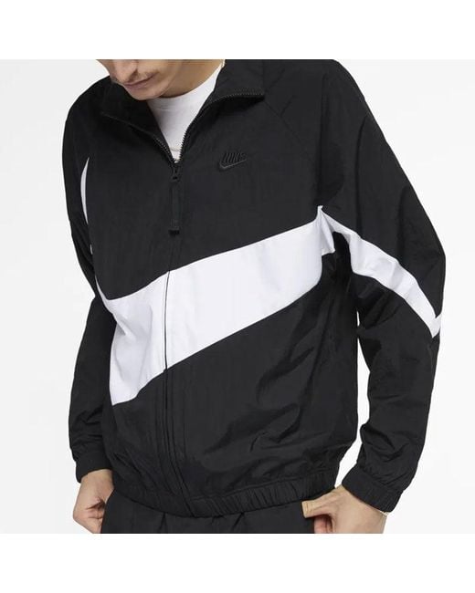 Nike Big Swoosh Sportswear Cardigan Woven Stand Collar Logo Jacket