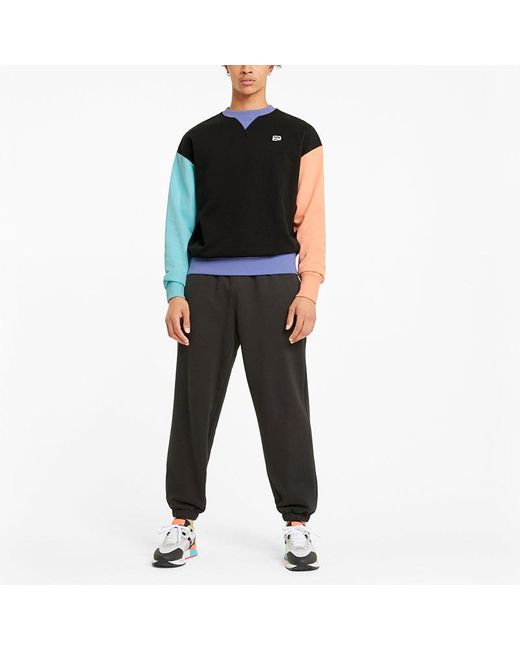 PUMA Black Graphic Crew Logo Printed Casual Sports Sweater for men