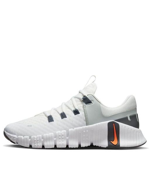 Nike White Free Metcon 5 Bright Mandarin' for men