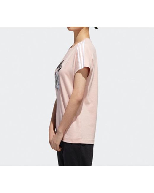 Adidas Pink (Wmns) Neo Panda Tee Printing Loose Short Sleeve