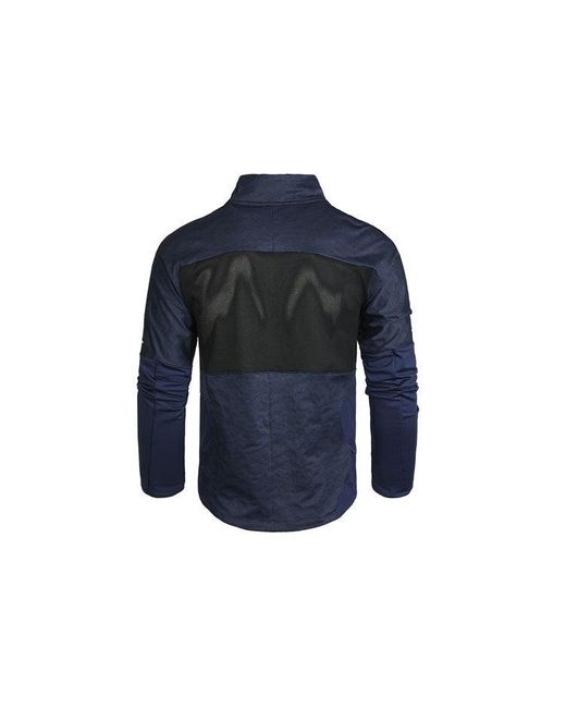 Nike Blue Element Wild Run Sports Stand Collar Printed Running Long Sleeve for men