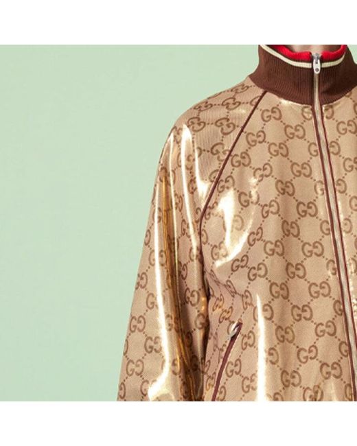 Gucci Brown Gg Technical Jersey Zip Jacket for men