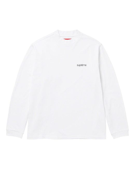 Supreme White Mock Neck L/S Top for men