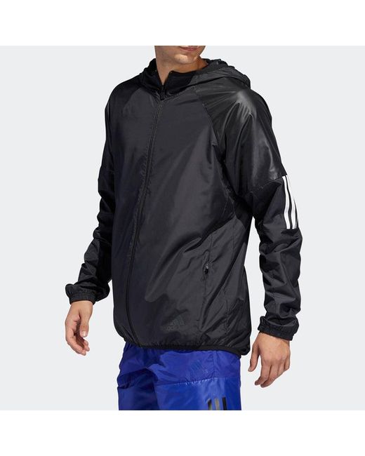 Adidas Blue M Wind Fz Jkt Training Sports Hooded Jacket for men