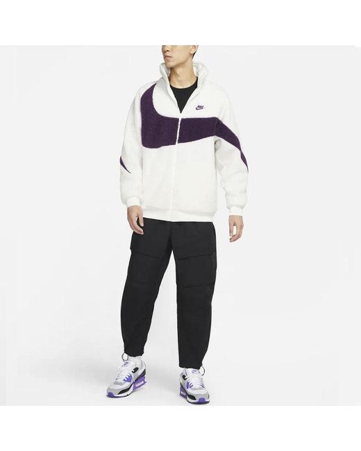 Nike White Big Logo Lamb Velvet Jacket Sail for men
