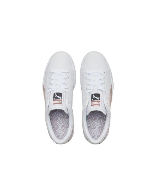 PUMA White (Wmns) Basket Classic Metallic