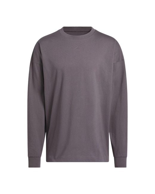 Adidas Gray Basketball Long Sleeves T-Shirt for men