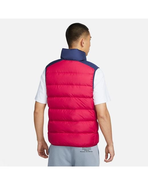 Nike Red Windproof Warm Stand Collar Down Vest for men