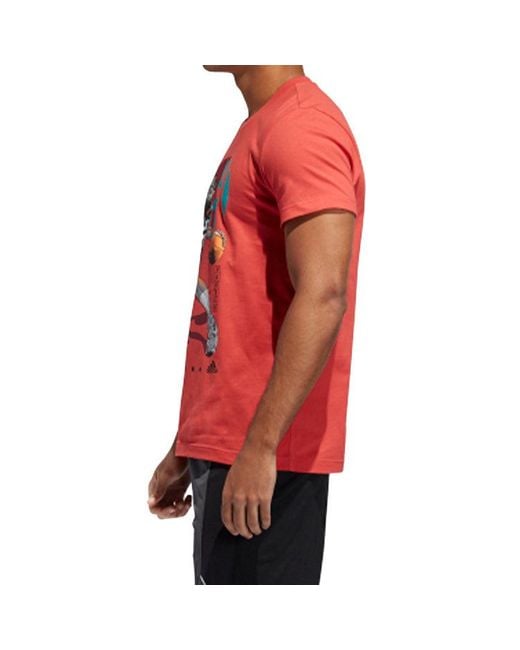 Adidas Red Basketball Sports Short Sleeve for men