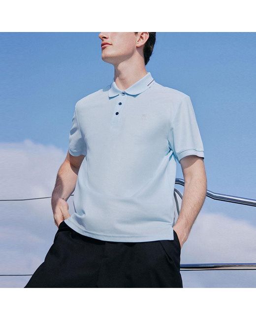 Fila Blue Casual Single Color Short Sleeve Poloshirt for men