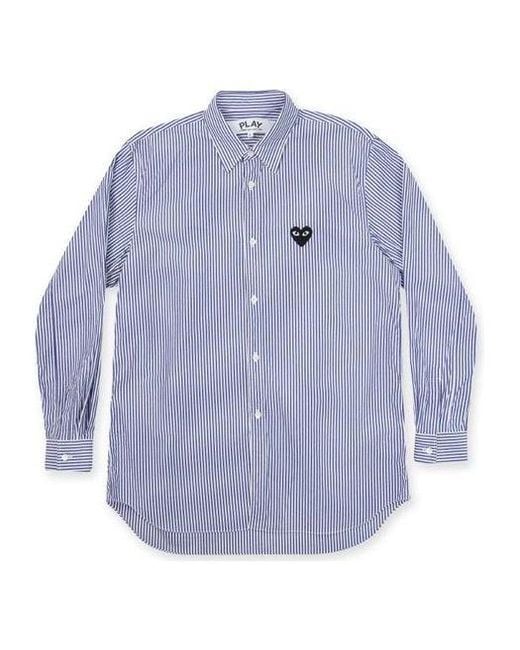 COMME DES GARÇONS PLAY Blue Emblem Striped Button Down for men