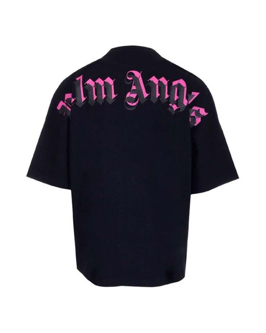Palm Angels Blue Doubled Logo Over Tee for men