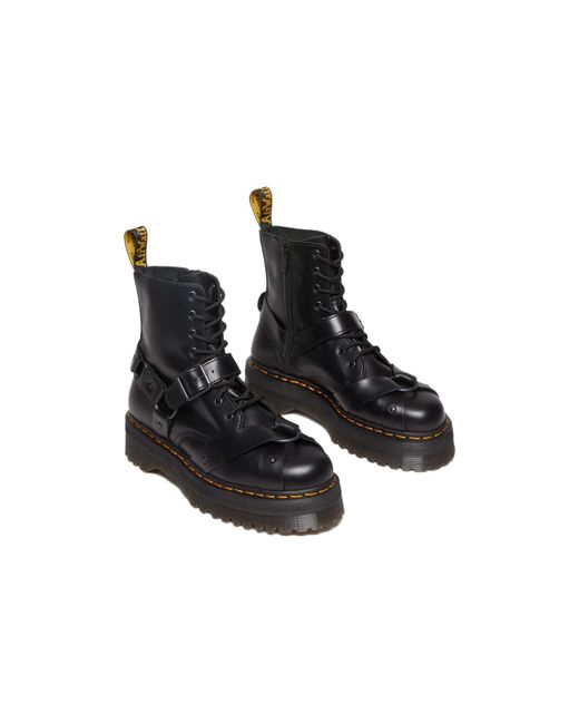 Dr. Martens Jadon Harness Leather Platform Boots in Black | Lyst UK