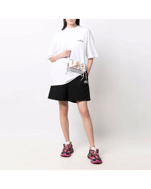Balenciaga Black Cities Paris Cotton Sweat Shorts