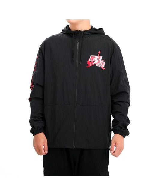 Nike Blue Jumpman Windbreaker Cardigan Sports Hooded Jacket for men