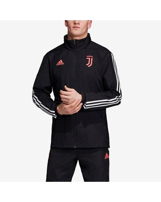 Adidas Black Juve Aw Jkt Soccer/Football Juventus Woven Jacket for men