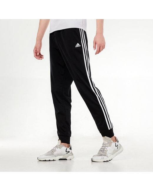 Adidas Black 3S Jog Tp Tri Stripe Splicing Bundle Feet Sports Pants/Trousers/Joggers Autumn for men