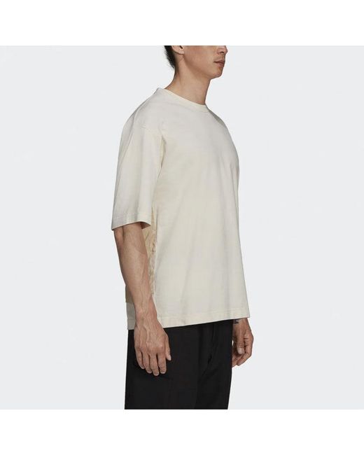 Adidas White Y-3 Ss21 Rear Logo Printing Round Neck Short Sleeve Creamy T-Shirt for men