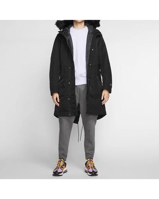 Nike Black Sportswear Down Fill Stay Warm Hooded Down Coat for men