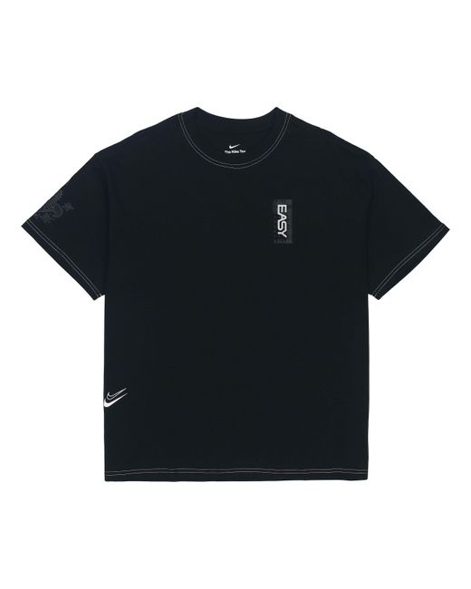 Nike Black Solid Color Alphabet Pattern Printing Round Neck Cotton Short Sleeve for men
