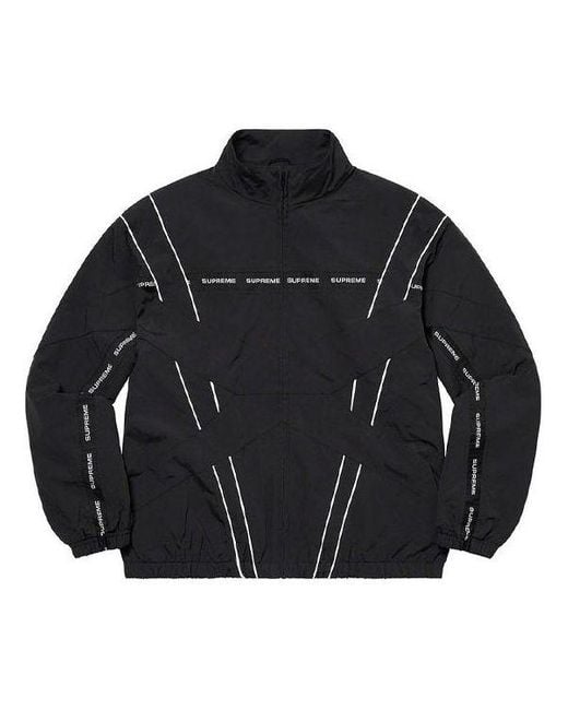Supreme Black Cross Paneled Track Jacket for men
