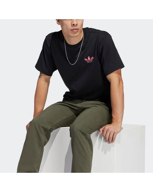 Adidas Black Originals Hj G Ss Tee Pattern Sports Round Neck Short Sleeve for men