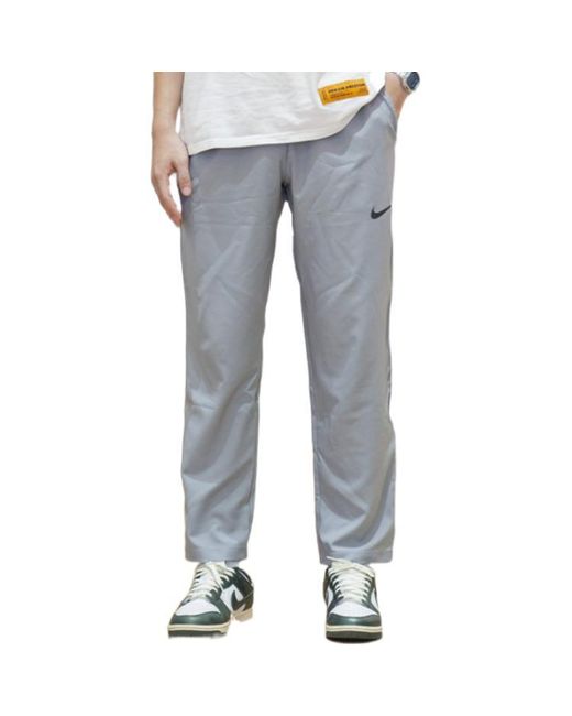 Nike Gray Dri-Fit Solid Color Logo Straight Breathable Sports Pants/Trousers/Joggers for men