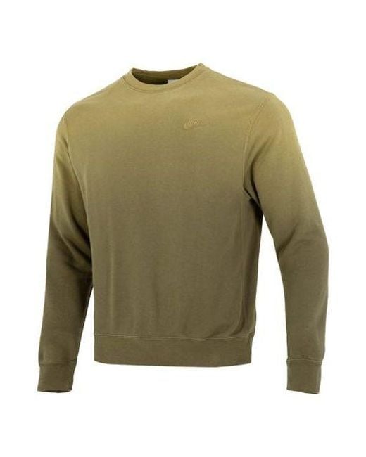 Nike Green Gradient Logo Casual Loose Long Sleeves Pullover Round Neck Dark for men