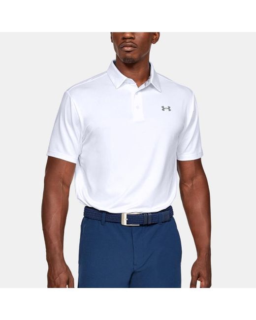 Under Armour White Playoff 2.0 Golf Polo Shirt for men