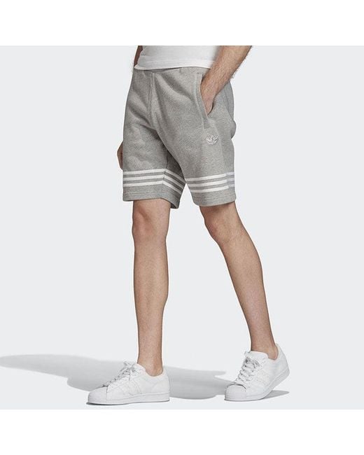Adidas Gray Originals Logo Stripe Casual Sports Shorts for men