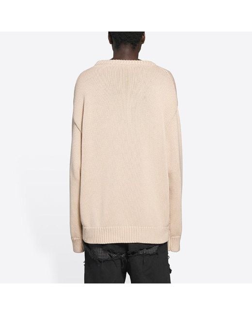 Balenciaga White Bb Laurel Crown Logo Crewneck Knitted Sweater