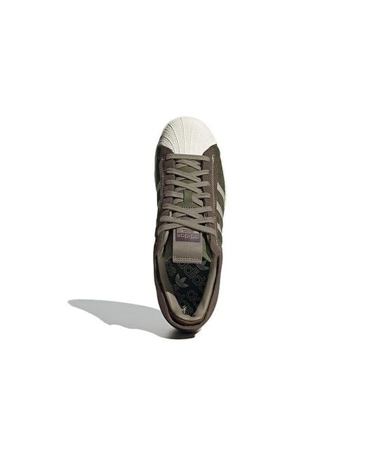 Adidas Brown Superstar Shoes Canvas Gum' for men