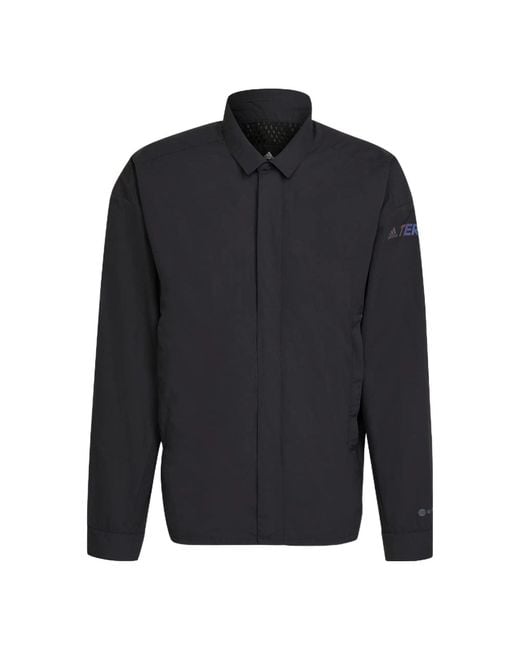Adidas Blue Terrex C Myshelter W.R Colorful Logo Stripe Printing Lapel Jacket for men