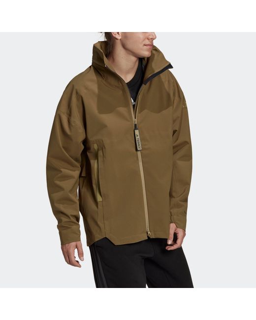 Adidas Green Terrex C Myshelter.R Waterproof Sports Outdoor Hooded Jacket Dark for men