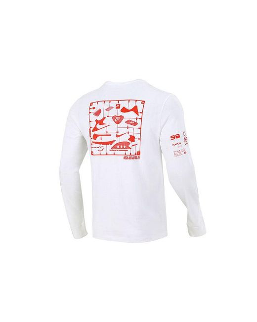 Nike White Sportswear Shoes Pattern Printing Sports Round Neck Long Sleeves T-Shirt for men