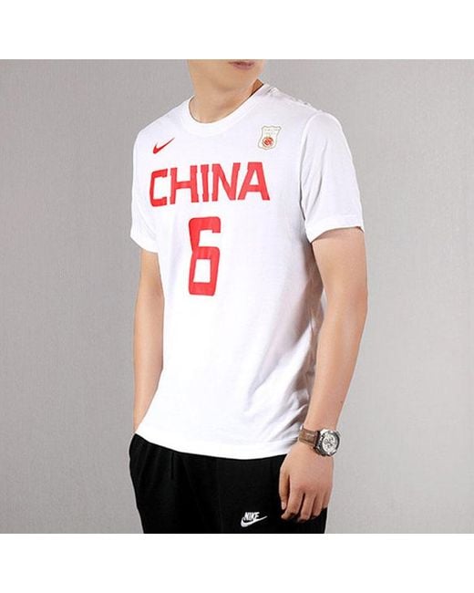Nike White Dri-Fit Short Sleeve Athleisure Casual Sports Round Neck for men
