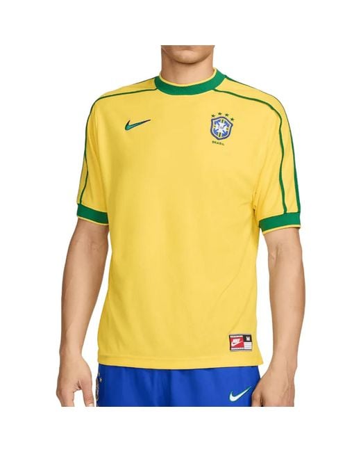Nike Yellow Brazil 1998 World Cup Remake Kit Jersey for men