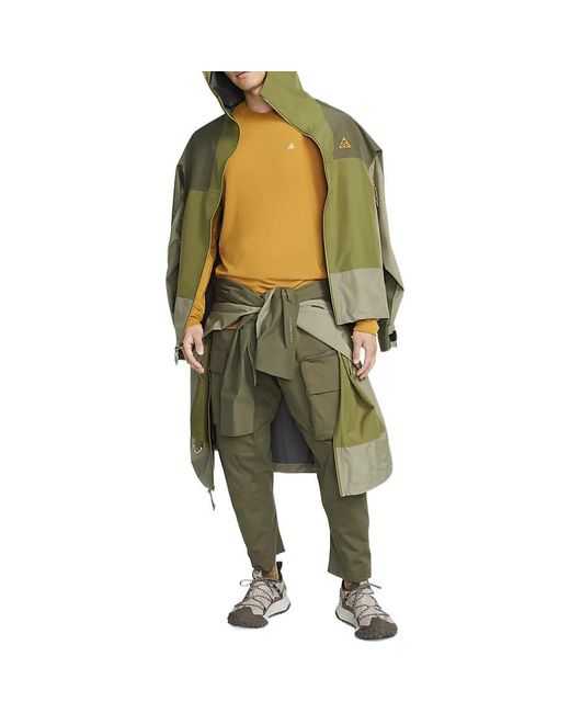 Nike Green Acg Splicing Long Sleeves Hooded Jacket Autumn for men